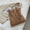 Sarah Express Woven Straw Large Capacity Tote Bag Khaki
