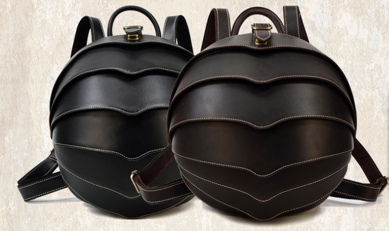 Sarah Express Vintage Leather Beetle Shell Backpack