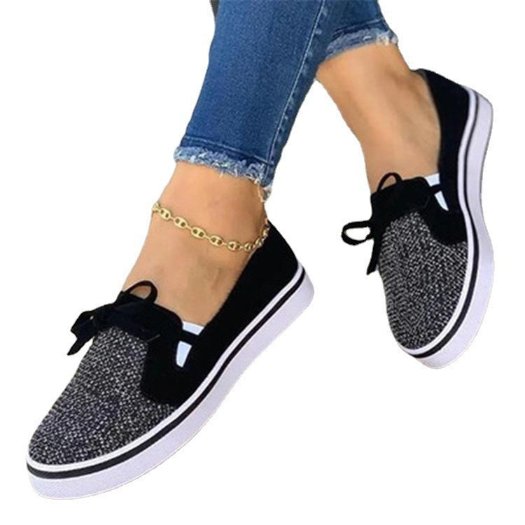 Sarah Express Women's Lace-Up Canvas Flat Sneakers