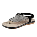 Sarah Express Rhinestone Embellished Flat Summer Sandals Black