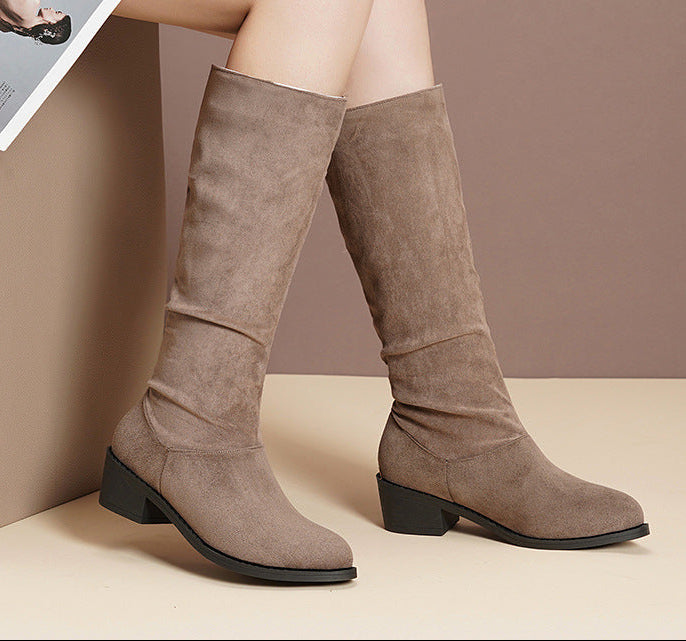 Sarah Express Pointed Toe Chunky Heel Boots