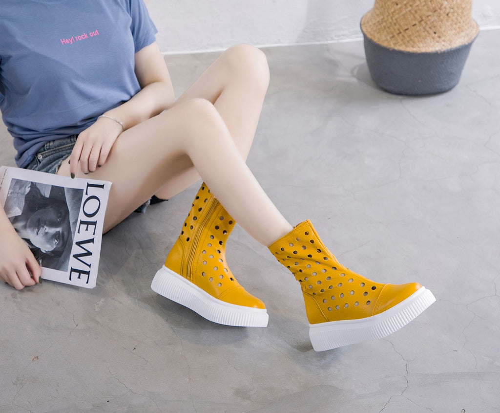 Sarah Express Breathable Cutout Platform Ankle Boots
