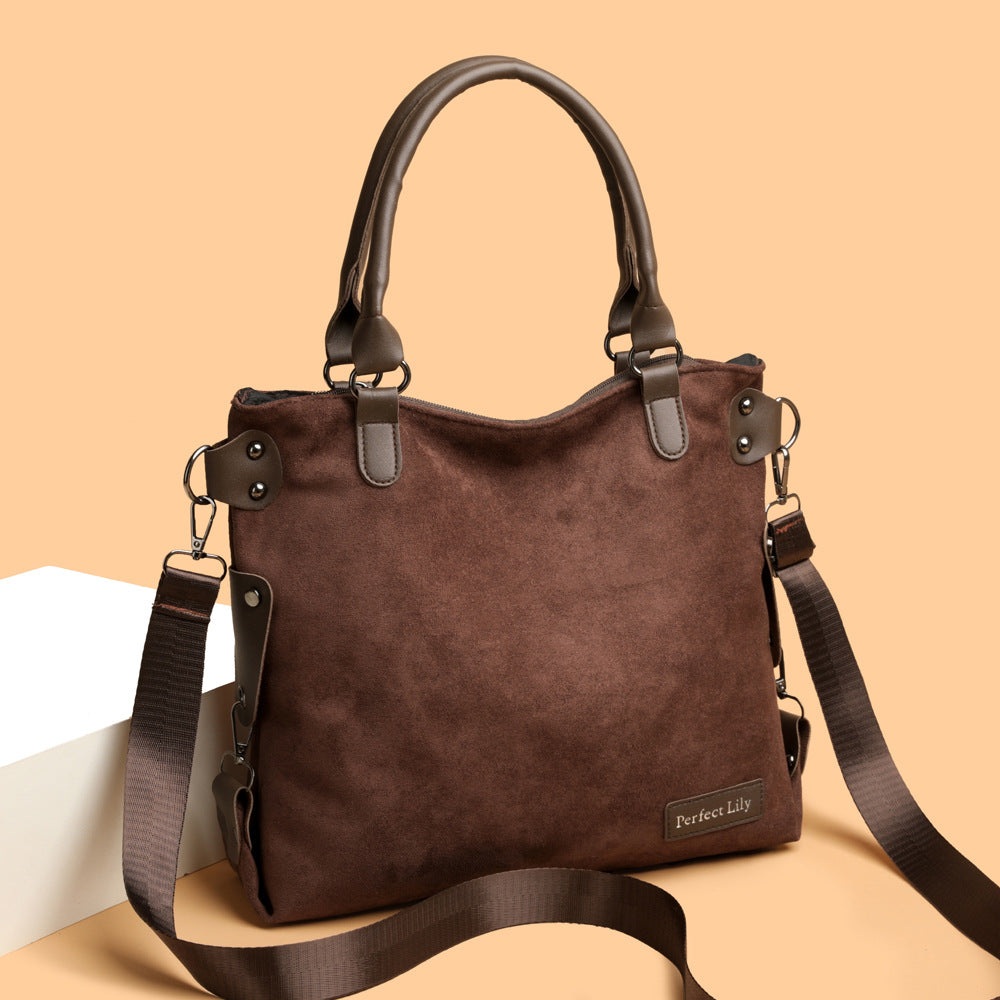 Sarah Express Vintage Suede Tote Shoulder Bag