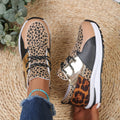 Sarah Express Women's Colorblock Platform Wedge Sneakers Leopard Print