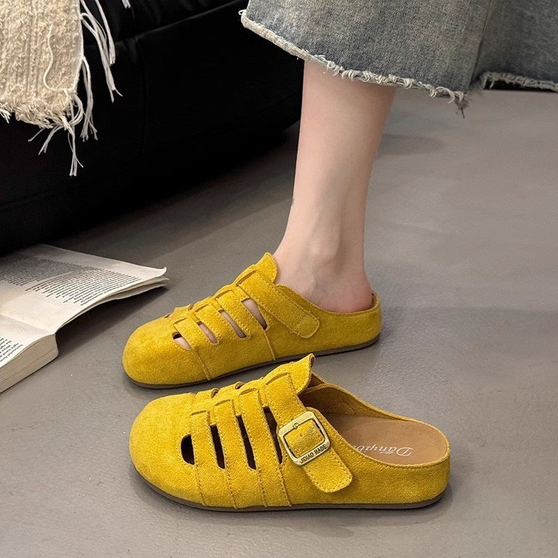 Sarah Express Women's Suede Round-Toe Casual Sandals