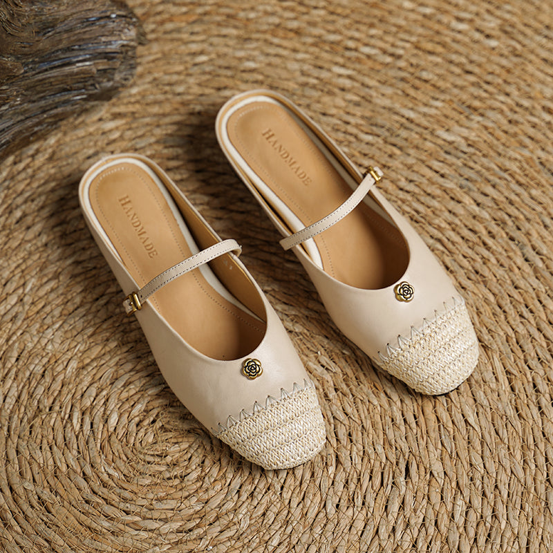 Sarah Express Handmade Leather Mary Jane Slide Sandals
