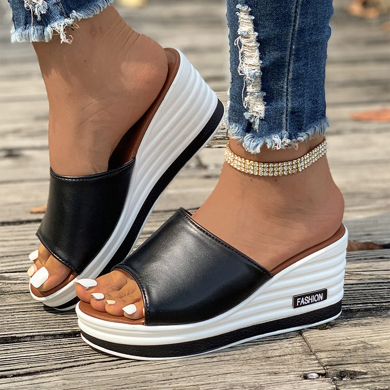 Sarah Express Women's Cutout Platform Wedge Sandals