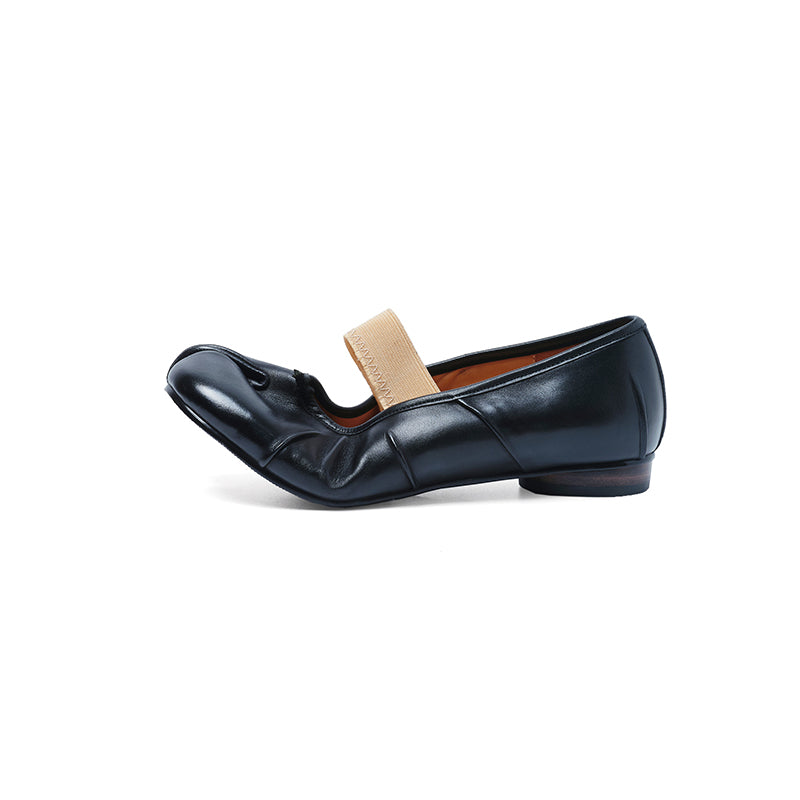 Sarah Express Full Grain Leather Tabi Mary Jane Flats Black