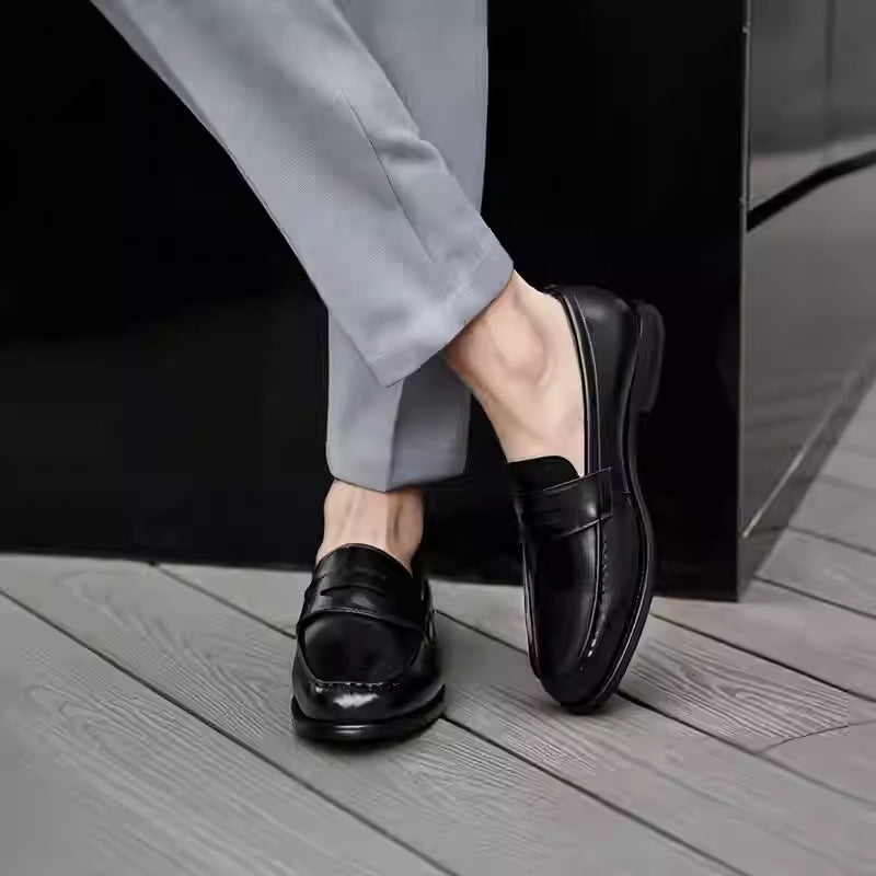 Sarah Express Men's British-Style Square Toe Leather Loafers