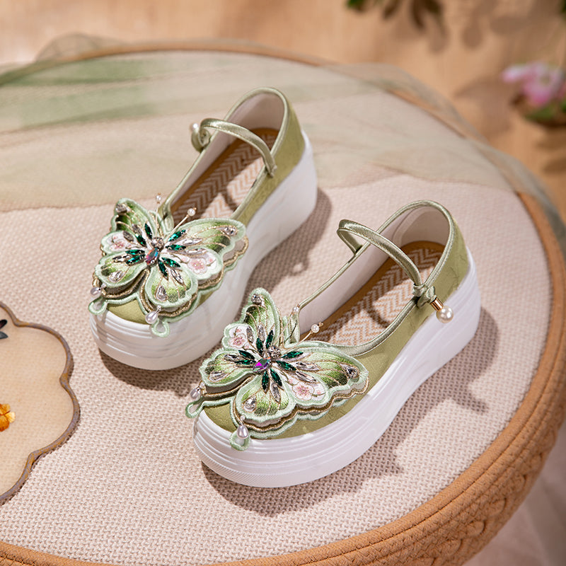 Sarah Express Embroidered Butterfly Platform Mary Jane Flats