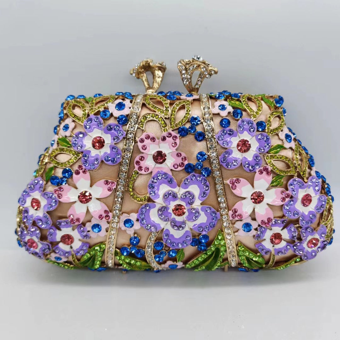 Sarah Express Floral Enamel Diamond Embellished Evening Clutch