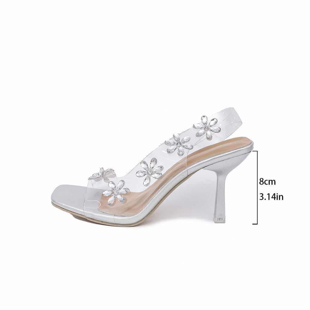 Sarah Express Rhinestone Slingback Heels Transparent PVC Pumps