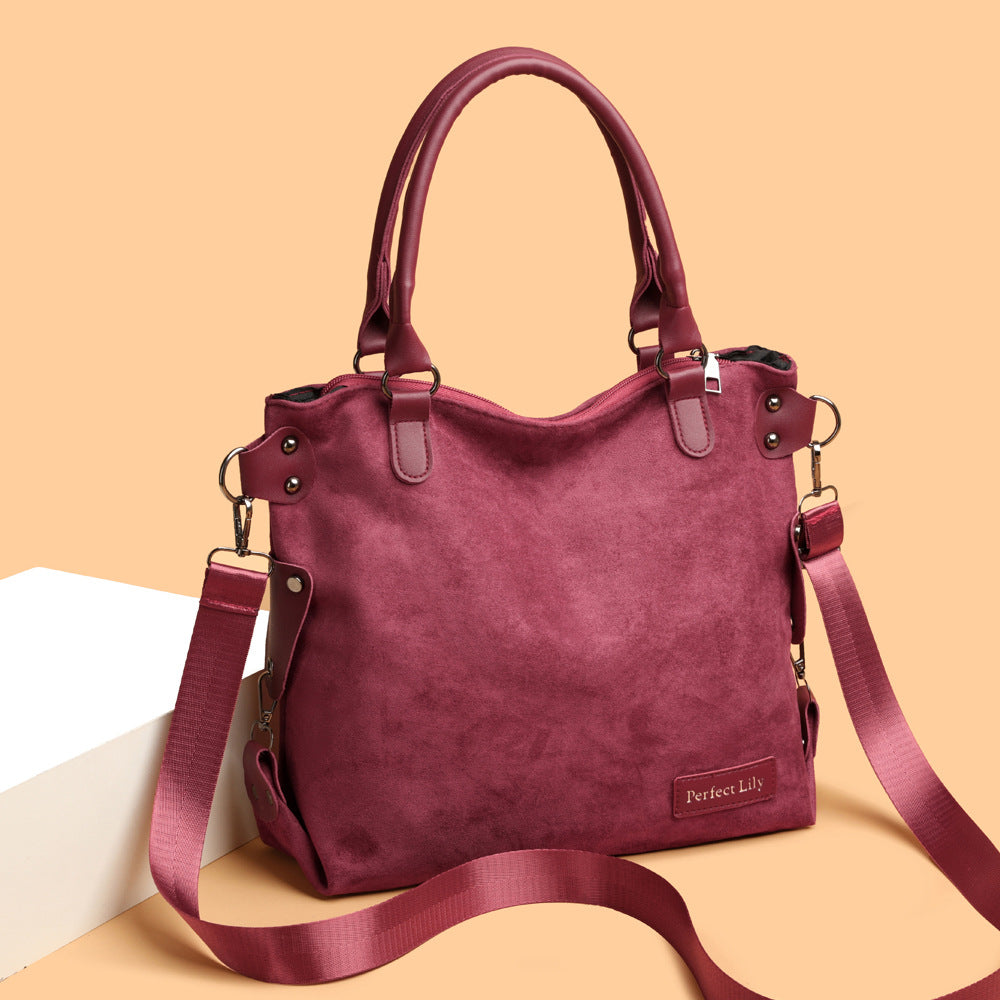 Sarah Express Vintage Suede Tote Shoulder Bag