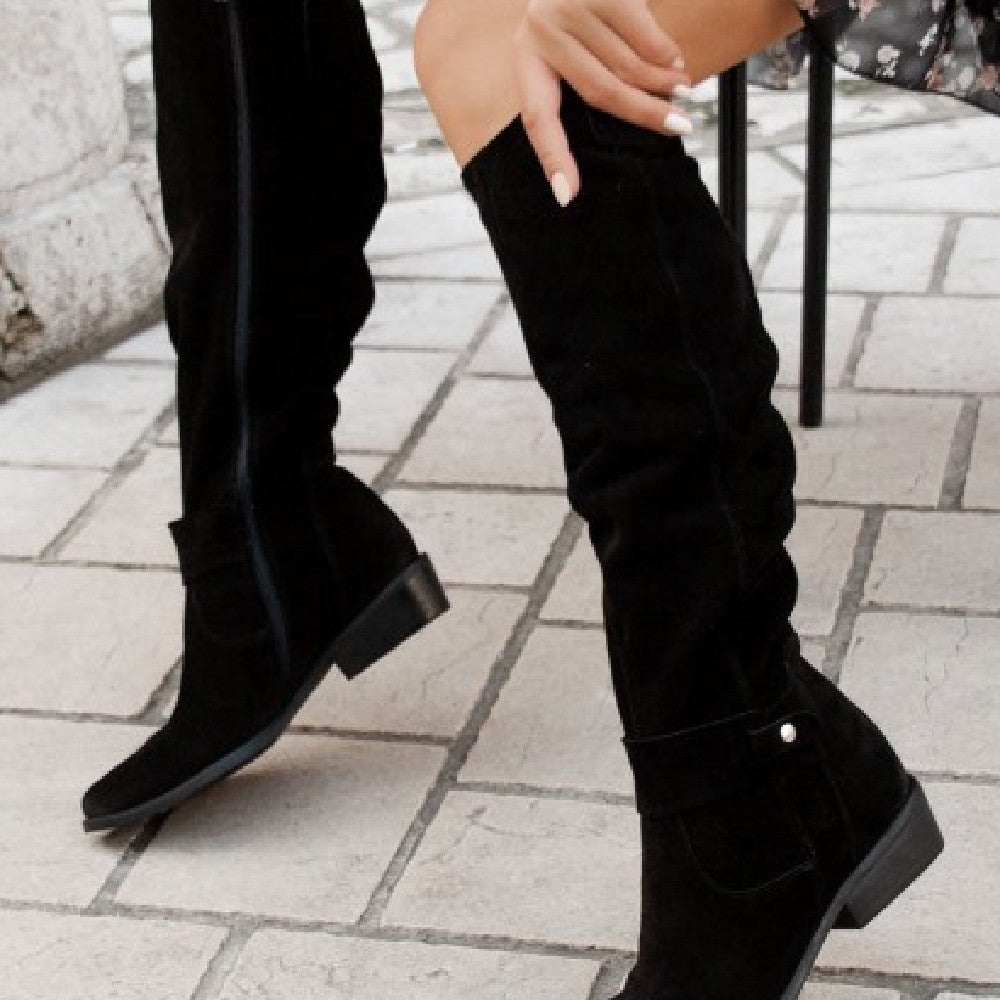 Sarah Express Suede Side Zipper Knight Boots