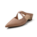 Sarah Express Pointed Toe Cross Strap Wedge Mules Apricot