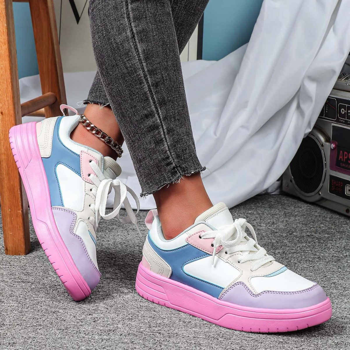 Sarah Express Casual Leopard Print Platform Sneakers