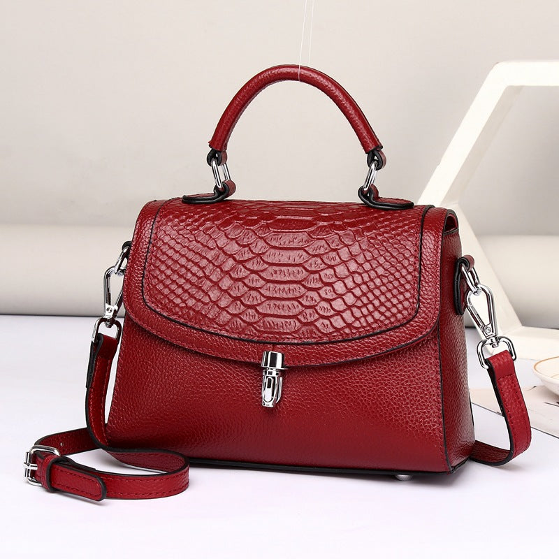 Sarah Express Crocodile Print Leather Small Square Bag