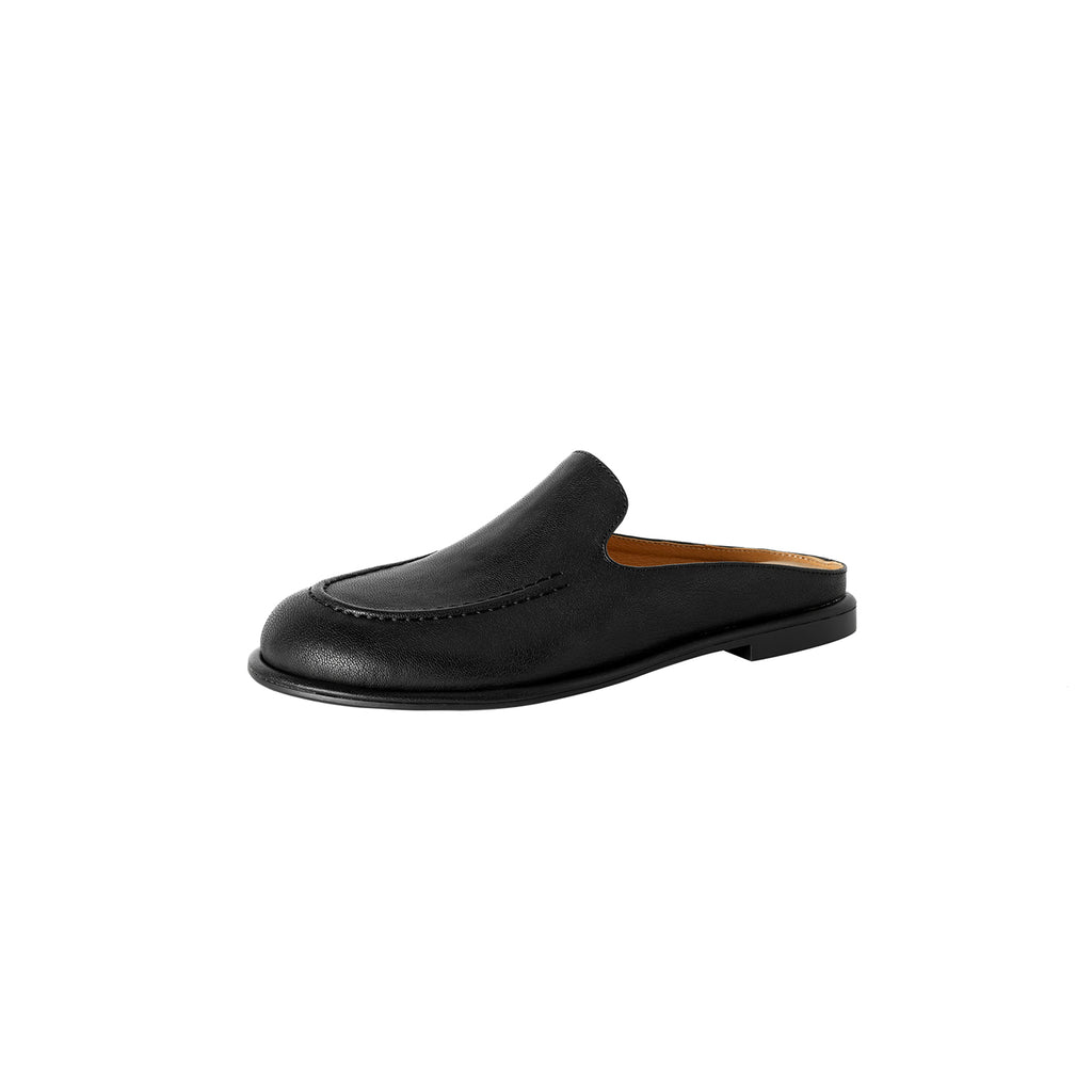 Sarah Express Handmade Sheepskin Loafer Mules Black