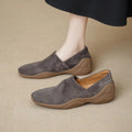 Sarah Express Square Toe Hollowed-Out Wedge Slip-On Flats Grey