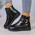 Sarah Express Women's Fleece Lined Zipper Ankle Boots Black Hair
