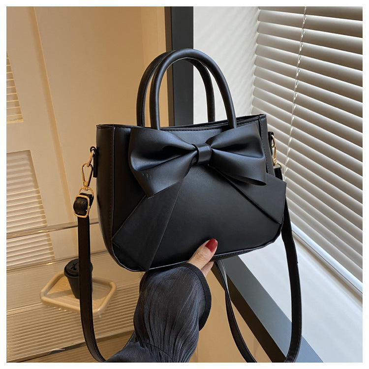 Sarah Express Retro Bow Square Crossbody Handbag Black