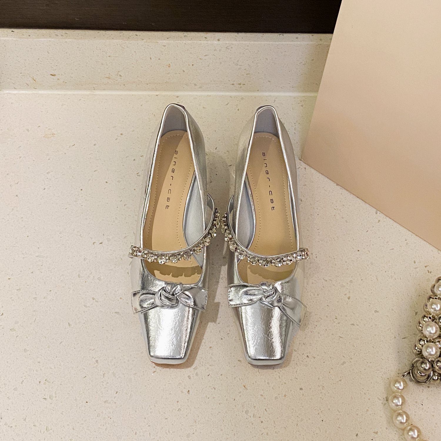 Sarah Express Rhinestone Embellished Square Toe Mary Janes