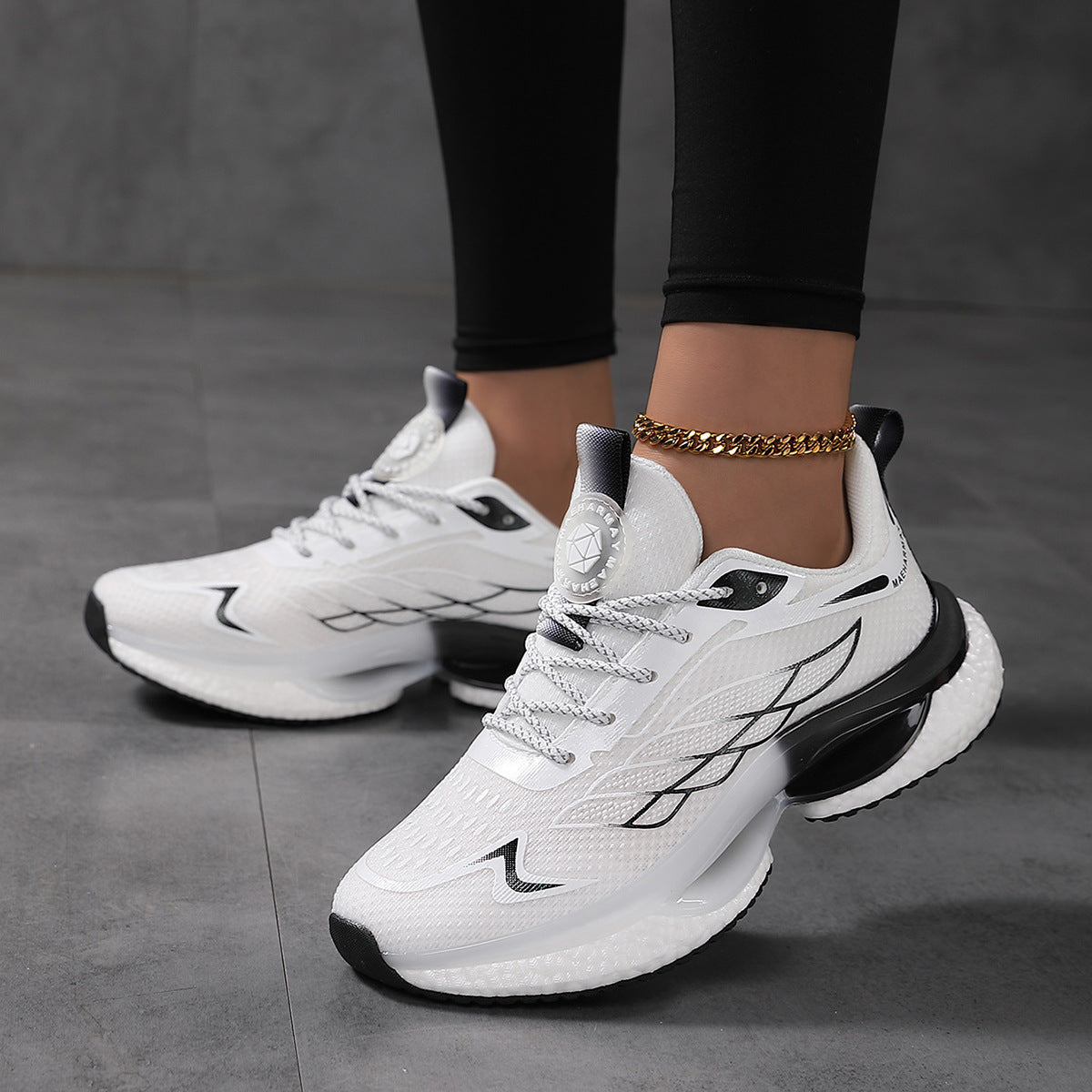 Sarah Express Lightweight Mesh Shock-Absorbing Athletic Sneakers White