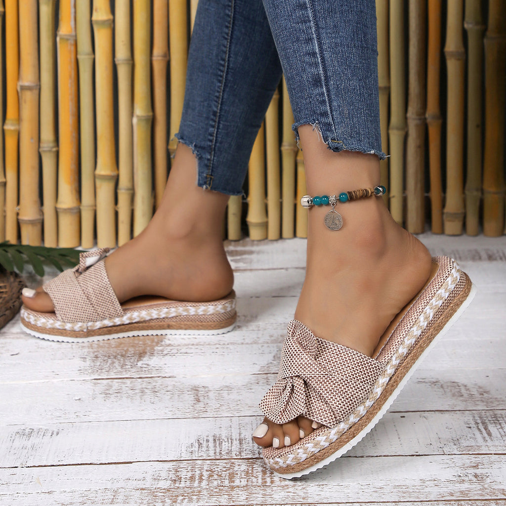 Sarah Express Women's Casual Jute Rope Slip-On Slides