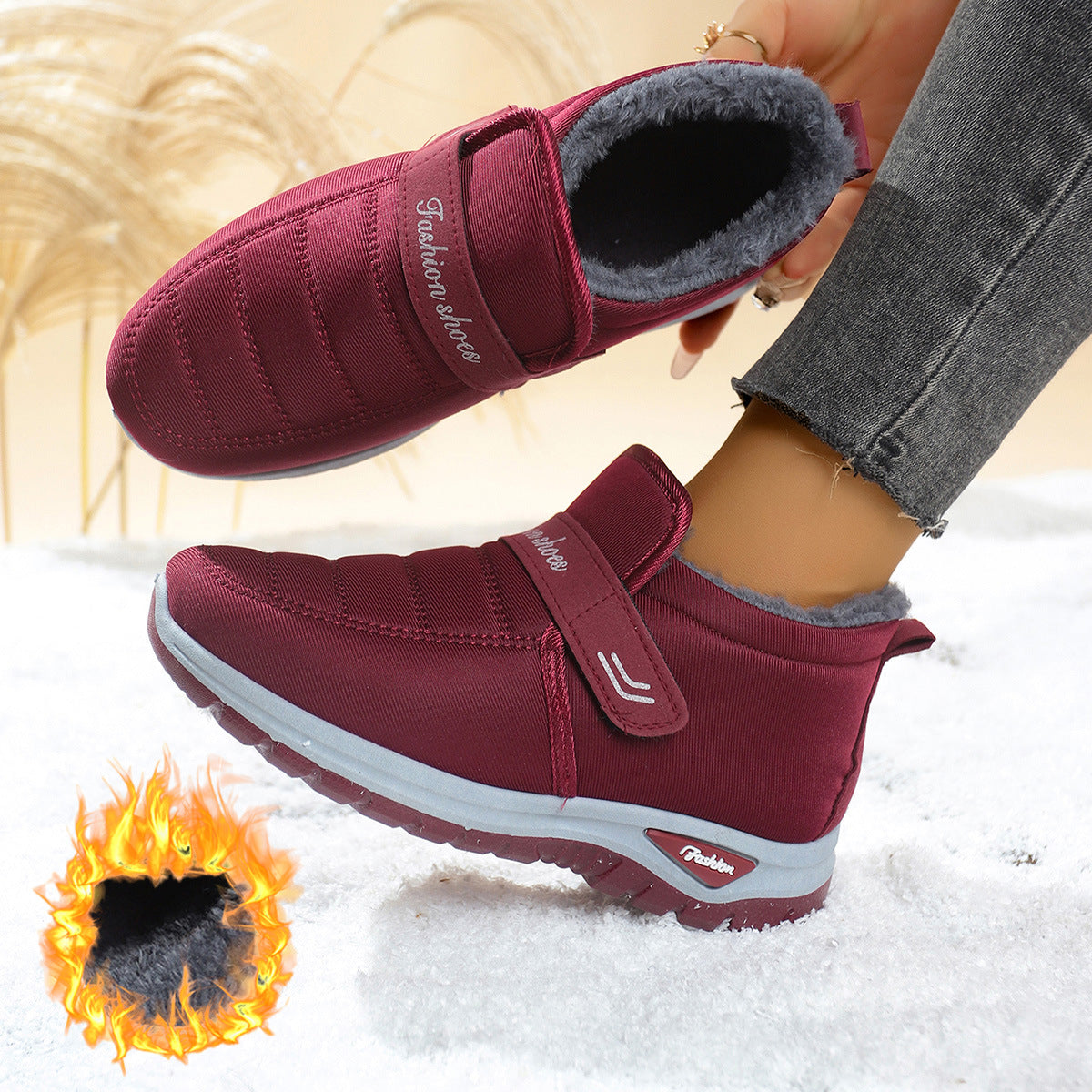 Sarah Express Women's Fleece Lined Slip On Snow Boots