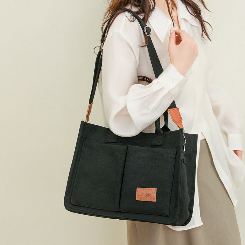Sarah Express Canvas Multi-Pocket Tote and Crossbody Bag