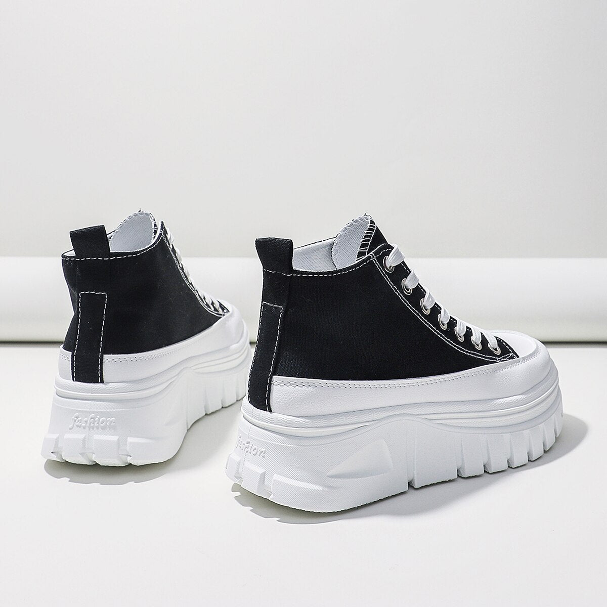 Sarah Express High Top Flatform Lace Up Sneakers