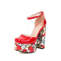 Sarah Express Waterproof Platform Sandals with Chunky Heels Red