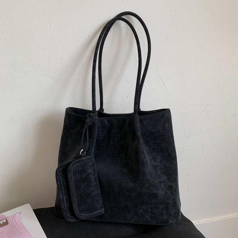 Sarah Express Retro Versatile PU Leather Shoulder Bag Black