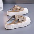 Sarah Express Women's Breathable Cutout Platform Slide Sneakers Khaki