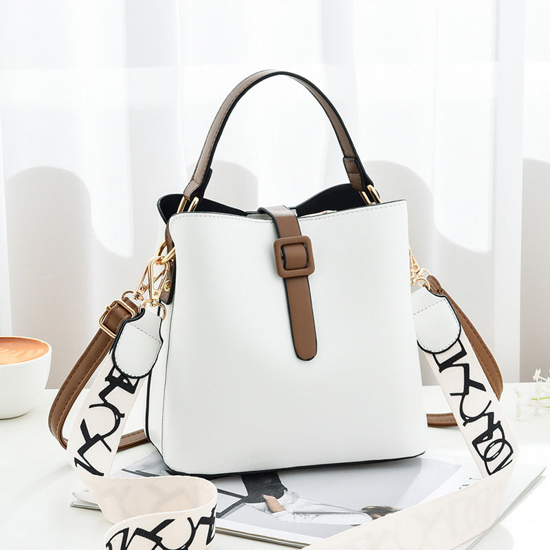 Sarah Express Structured Bucket Bag with Contrast Details White