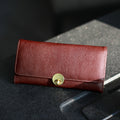 Sarah Express Retro Cowhide Leather Long Wallet Brown 8165