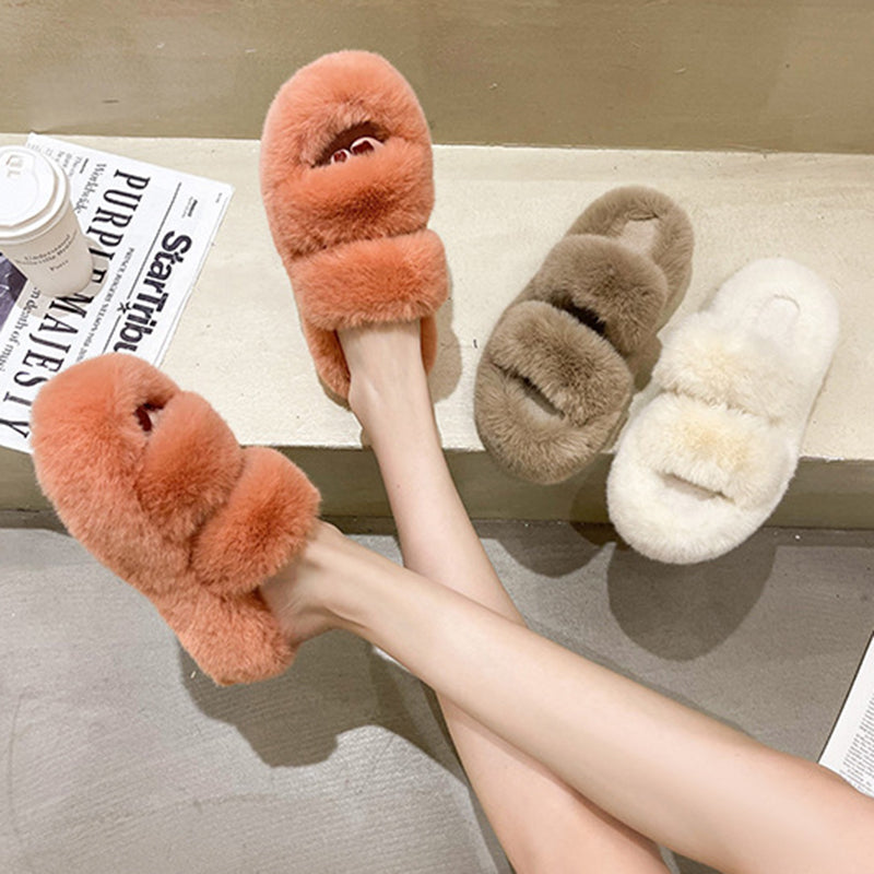 Sarah Express Women's Faux Fur Fuzzy House Slippers