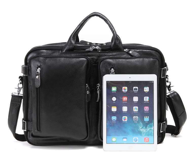 Sarah Express Structured Leather Laptop Handbag