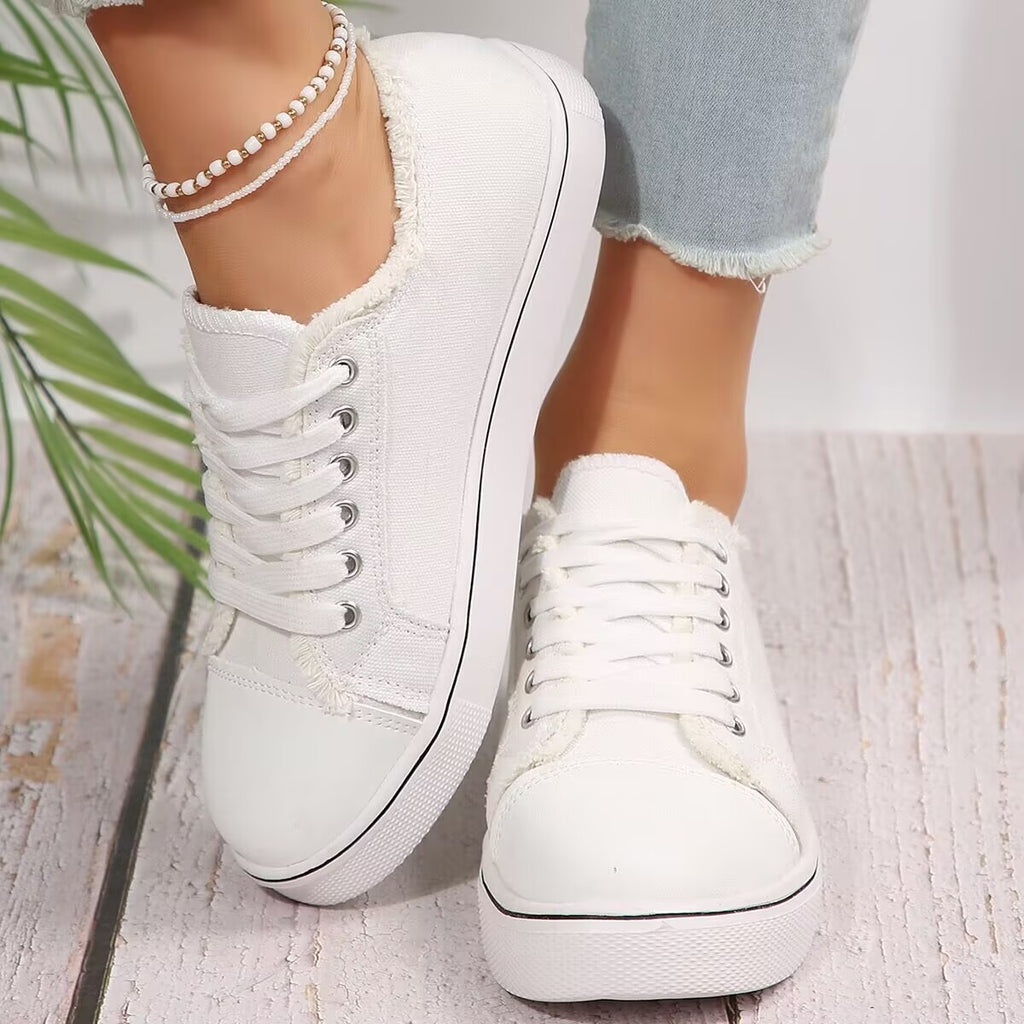 Sarah Express Women's Lace-Up Canvas Casual Sneakers