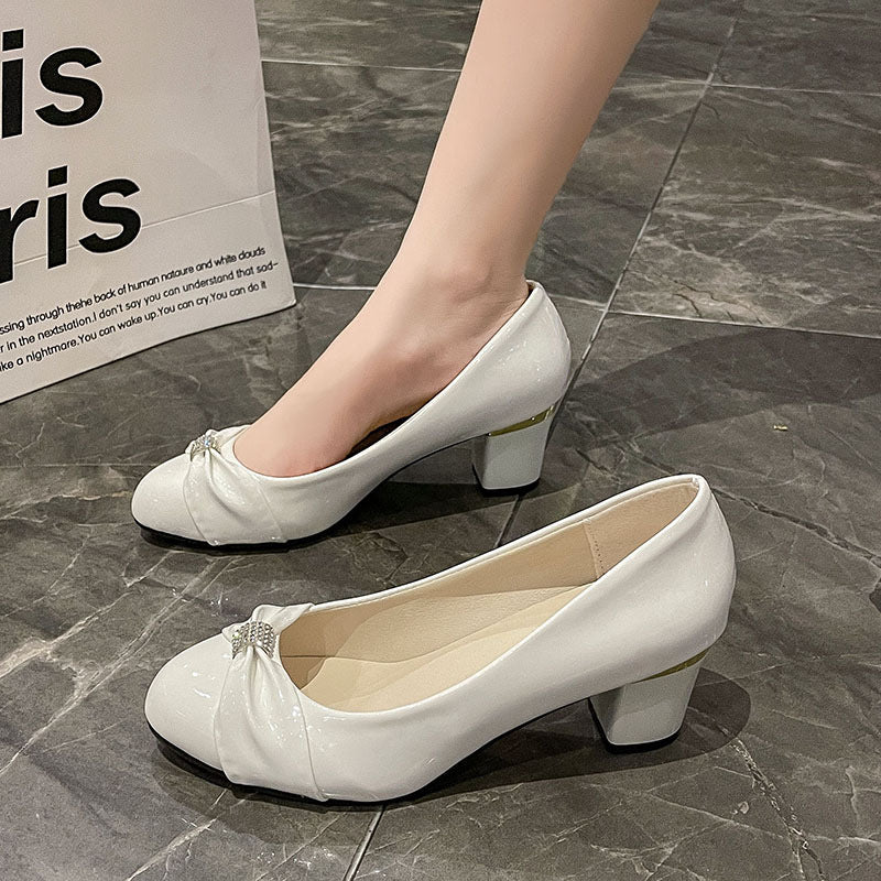 Sarah Express Women's Slip-on Round-toe Block Heel Shoes