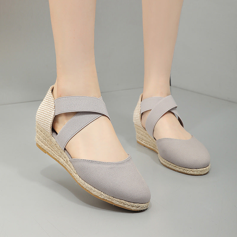 Sarah Express Women's Canvas Wedge Sneakers Slip-On