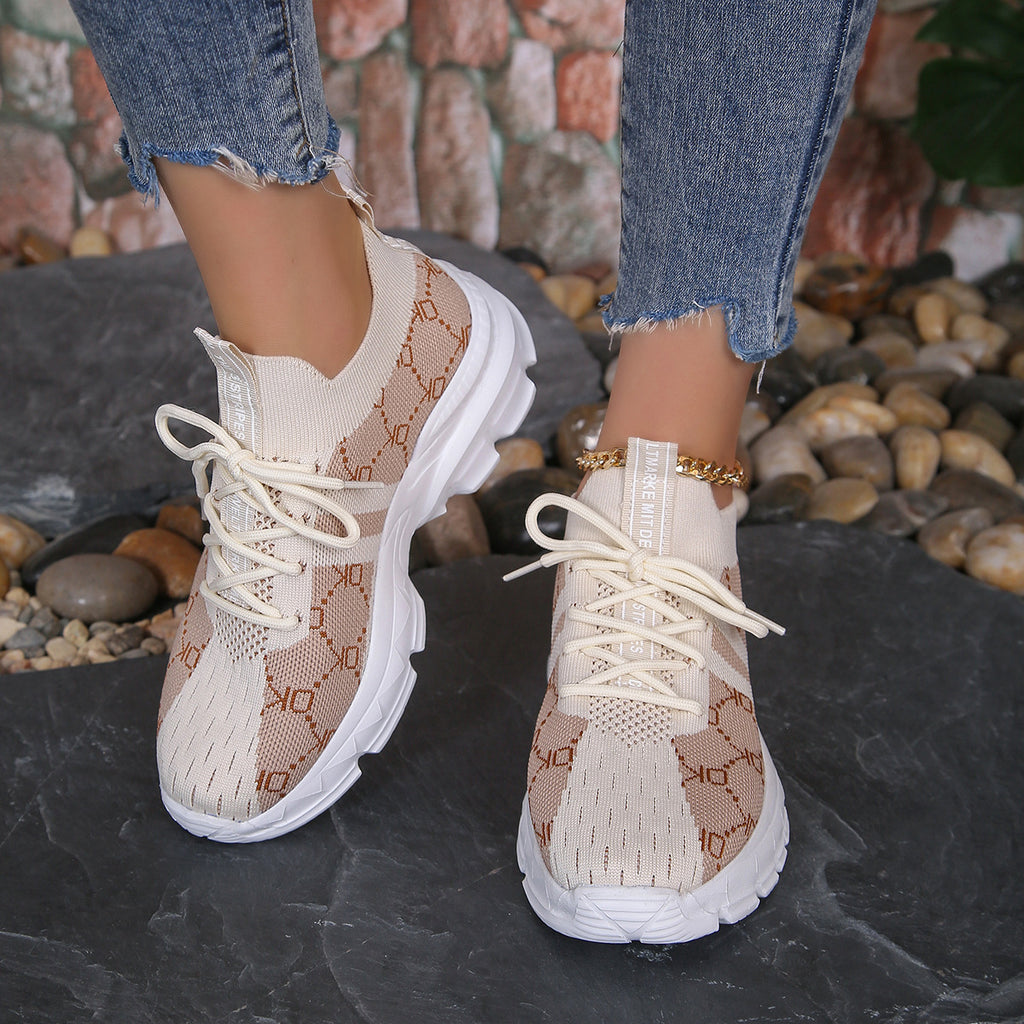 Sarah Express Women's Breathable Mesh Lace-Up Sneakers