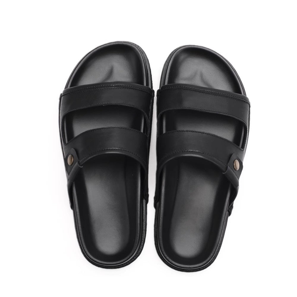 Sarah Express Men's Casual Breathable Leather Slide Sandals