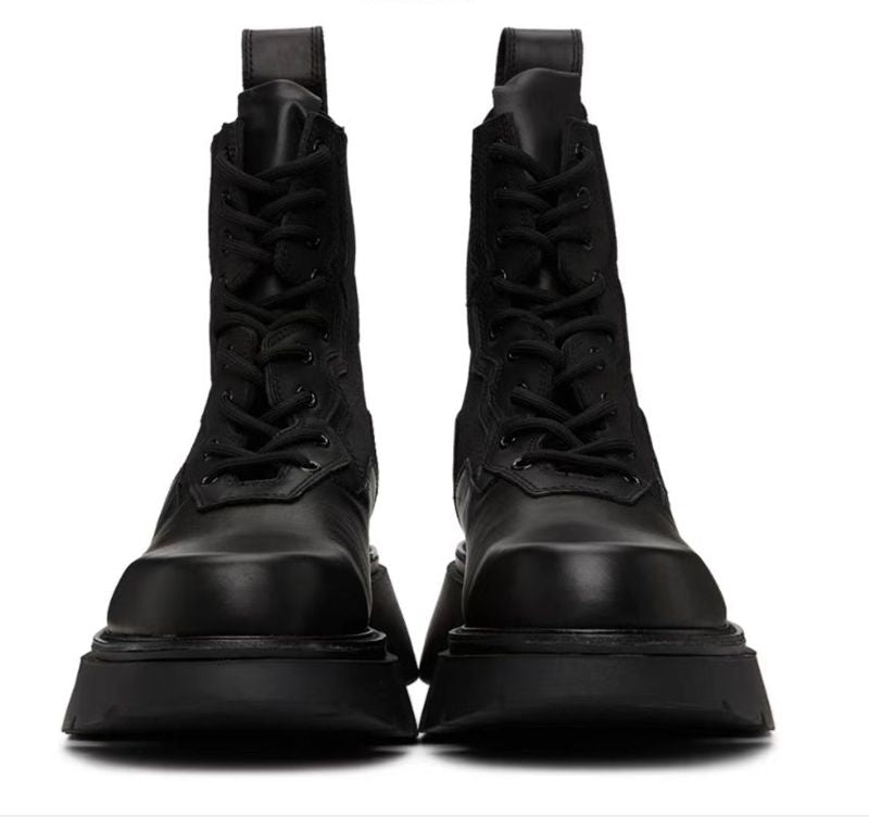Sarah Express Men's Leather Thick Sole Martin Boots Black