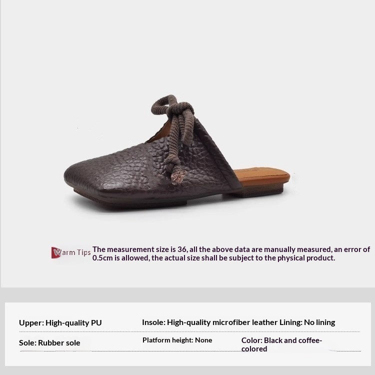 Sarah Express Square-Toe Retro Bow Tie Slide Sandals