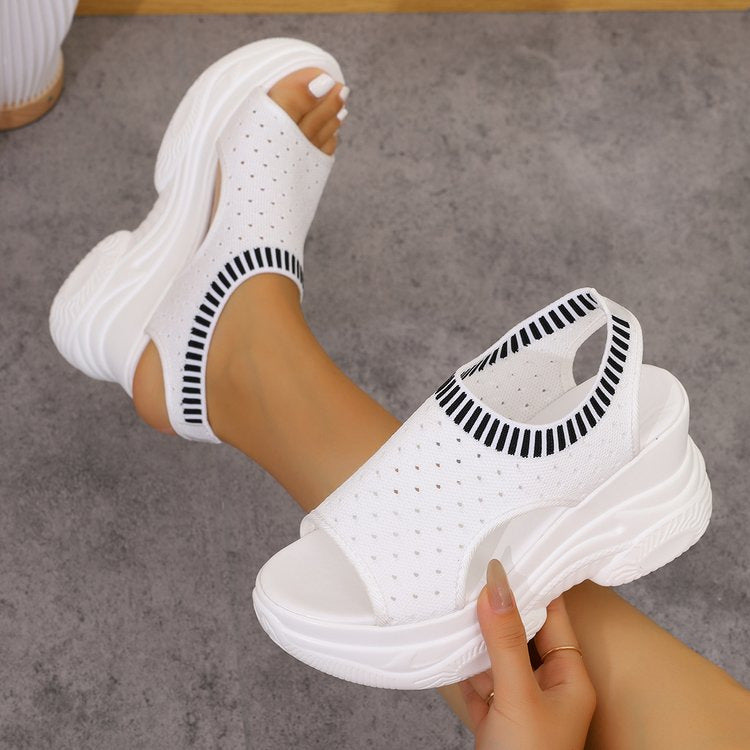Slip-On Flyknit Platform Peep-Toe Sandals – sole profile alternate view 3
