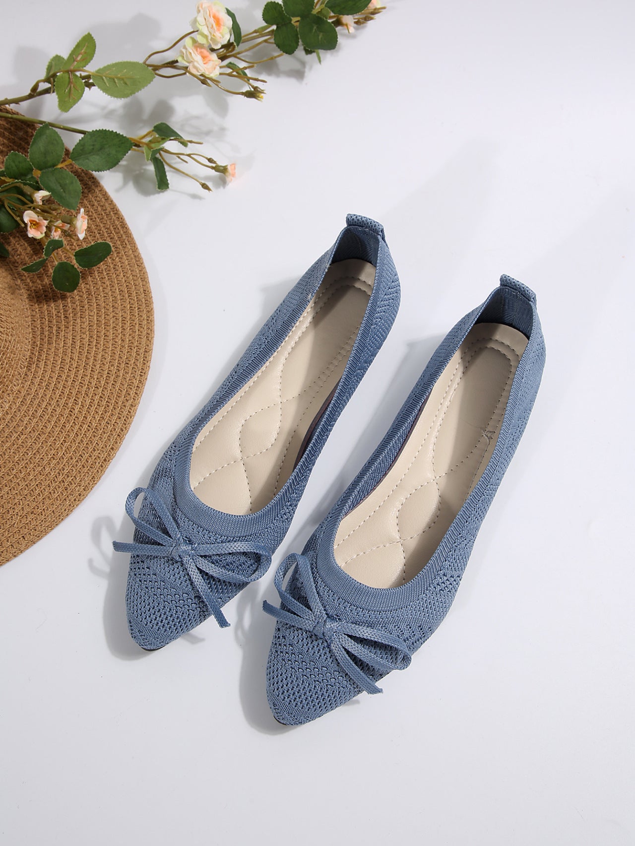 Bow Knitted Loafers Ins Fashion Pointed-toed Flats Shoes For Women – product detail alternate view 31