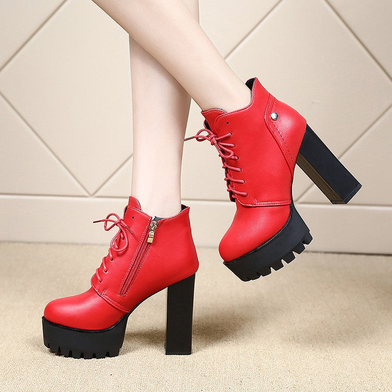Sarah Express Chunky Heel Platform Boots for Women