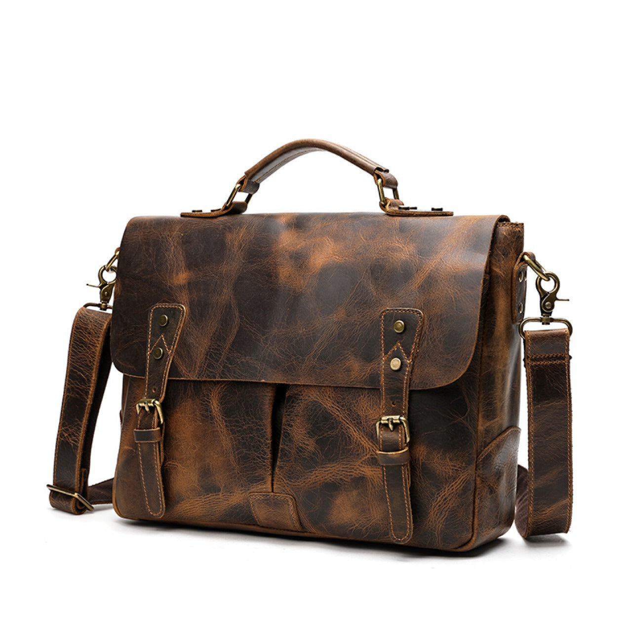 Sarah Express Retro Leather Laptop Briefcase Satchel
