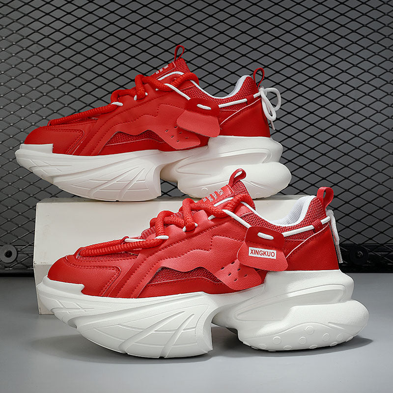 Sarah Express Men's Breathable Height-Enhancing Casual Sneakers Red